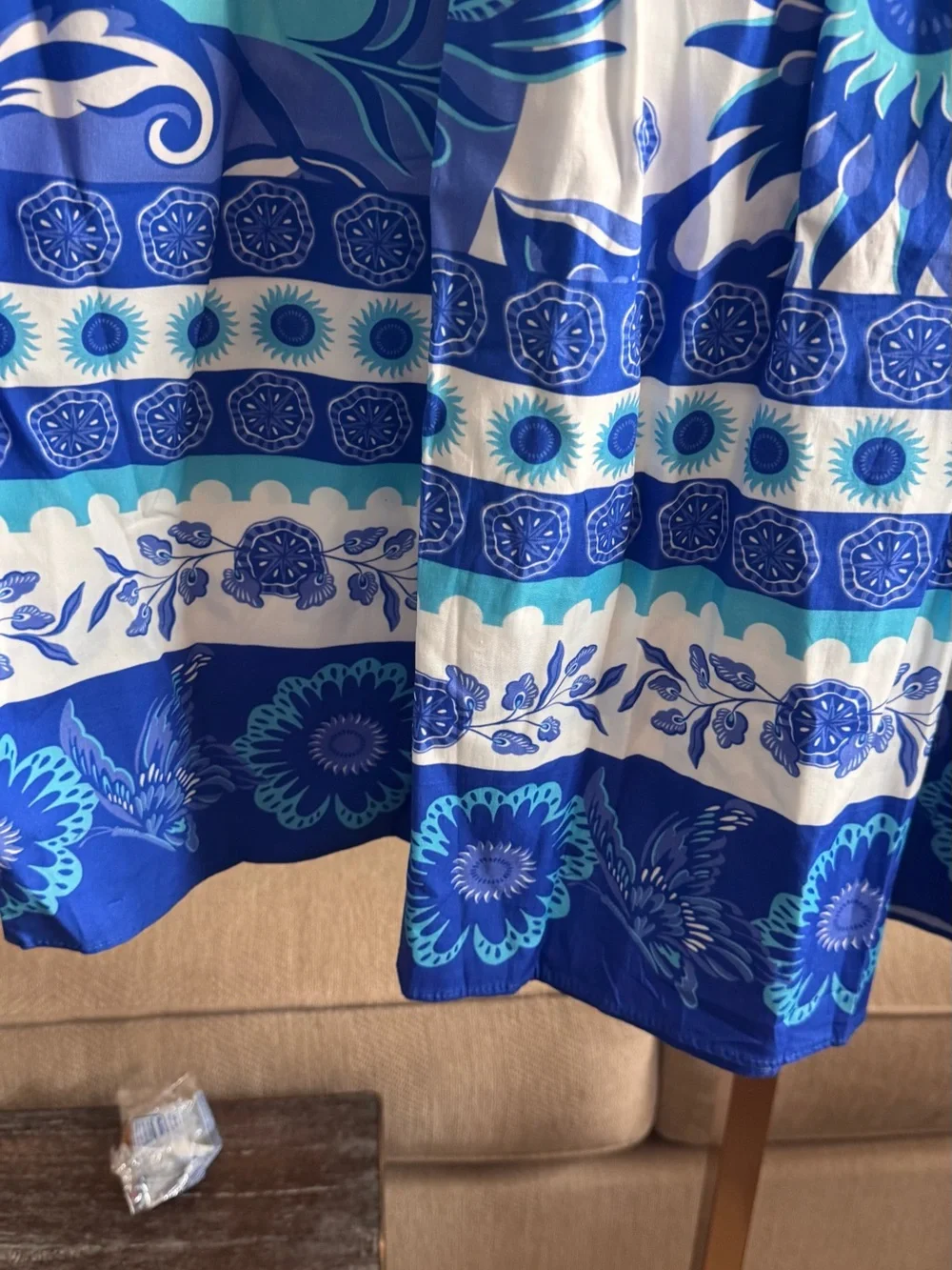 NWT Maude Vivante Ada Porcelain Blue Floral Tiered Midi Skirt Size XL